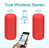 Promate Silox Blutooth Hoparlör Tws Ipx6 Su Geçirmez 20w Stereo Fm Radyo Micro Sd Kart Usb Aux Giriş Mikrofonlu Kırmızı