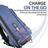 Promate TrekPack-BP Notebook Laptop Sırt Çantası USB Şarjlı Suya Dayanıklı 17.3 inç Sırt Çantası Mavi