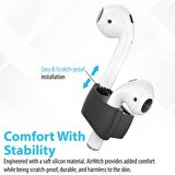 Promate AirHitch Apple AirPods ile Uyumlu Kulaklık Tutucu Aparat Saat Kayışına Takılabilir Silikon Siyah