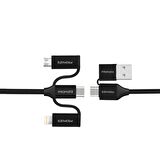 Promate PentaPower 6in1 60W Hızlı Şarj ve Data Kablosu Çok Uçlu Universal Lightning, Type-C, Micro USB, USB Kablo Siyah