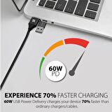 Promate PentaPower 6in1 60W Hızlı Şarj ve Data Kablosu Çok Uçlu Universal Lightning, Type-C, Micro USB, USB Kablo Siyah