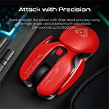 Vertux Glider Oyuncu Mouse Yüksek Performanslı Led 1600 Dpı Kablosuz Oyuncu Mouse Kırmızı