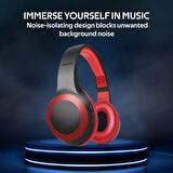 Promate LaBoca Bluetooth Kulaklık Kulaküstü Kulaktan Kontrollü HD 5 Saat Çalışma LED Ekran Kırmızı