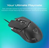 Vertux Dominator Oyuncu Mouse Hızlı Tepkili Ergonomik Led 3200 Dpı Kablolu Oyuncu Mouse Siyah