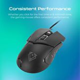 Vertux Dominator Oyuncu Mouse Hızlı Tepkili Ergonomik Led 3200 Dpı Kablolu Oyuncu Mouse Siyah