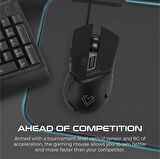 Vertux Dominator Oyuncu Mouse Hızlı Tepkili Ergonomik Led 3200 Dpı Kablolu Oyuncu Mouse Siyah