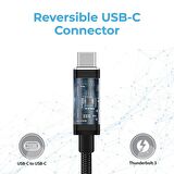 Promate ThunderLink-C40 Şarj Data ve Görüntü Aktarım Kablosu Type-C 100W 40Gbps 1 m Kablo