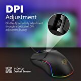Vertux Argon Oyuncu Mouse Gecikmesiz Hassas Oyun Özel Led Işıklı 6.400 DPI Kablolu Oyuncu Mouse