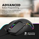 Vertux Argon Oyuncu Mouse Gecikmesiz Hassas Oyun Özel Led Işıklı 6.400 DPI Kablolu Oyuncu Mouse