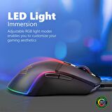 Vertux Argon Oyuncu Mouse Gecikmesiz Hassas Oyun Özel Led Işıklı 6.400 DPI Kablolu Oyuncu Mouse