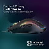 Vertux Assaulter Oyuncu Mouse Gamecharged™ Hafif Oyun Özel Led Işıklı 10.000 DPI Kablolu Oyuncu Mouse