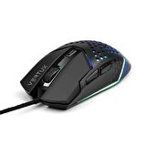 Vertux Katana Oyuncu Mouse 6 Düğmeli Altıgen Kablolu Rgb 6400 DPI Led Oyuncu Mouse Siyah