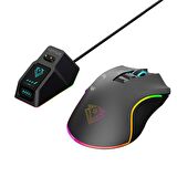 Vertux Mustang Oyuncu Mouse Gamecharged Kablosuz Şarj İstasyonlu 10.000 DPI Led Oyuncu Mouse Siyah