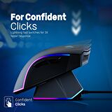 Vertux Mustang Oyuncu Mouse Gamecharged Kablosuz Şarj İstasyonlu 10.000 DPI Led Oyuncu Mouse Siyah