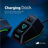 Vertux Mustang Oyuncu Mouse Gamecharged Kablosuz Şarj İstasyonlu 10.000 DPI Led Oyuncu Mouse Siyah