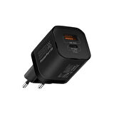 Promate PowerPort-33 Gan 33W Qualcomm Süper Hızlı Type-C PD , USB Ultra Kompakt Duvar Şarj Cihazı, Aşırı Gerilim Koruması Siyah