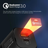 Promate PowerPort-33 Gan 33W Qualcomm Süper Hızlı Type-C PD , USB Ultra Kompakt Duvar Şarj Cihazı, Aşırı Gerilim Koruması Siyah