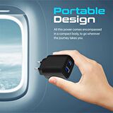 Promate BiPlug-2 17W Yüksek Hızlı Şarj Cihazı, 5V/3A Type-C, 5V/2,4A USB Duvar Şarj Adaptörü, Aşırı Şarj Koruma Siyah