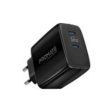 Promate PowerPort-65 GaNFast 65W Süper Hızlı Type-C PD Şarj Cihazı, Tablet, Akıllı Telefon, Notebook Uyumlu Siyah