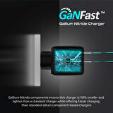 Promate PowerPort-65 GaNFast 65W Süper Hızlı Type-C PD Şarj Cihazı, Tablet, Akıllı Telefon, Notebook Uyumlu Siyah