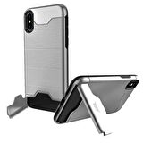 Buff iPhone Xs Max ile Uyumlu Slim Folder Silver