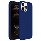 Buff iPhone 12 Pro Max ile Uyumlu Rubber S Kılıf Navy Blue