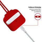Blogy AirPods Pro ile Uyumlu Silikon Kılıf Red