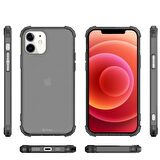 Blogy iPhone 12/ 12 Pro ile Uyumlu Crystal Fit Kılıf Smoke Black
