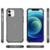 Blogy iPhone 12 Mini ile Uyumlu Crystal Fit Kılıf Smoke Black