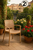 2 Adet Rattan Lüx Cappucino Sandalye / Balkon-Bahçe-Teras