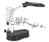 WellHise WH-801 Lehim Yardımcı Standı – Büyüteçli, Havya Yuvalı, Üçüncü El Aparatı