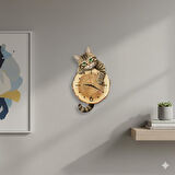 CajuArt Kütük Üzerinden Bakan Tekir Kedi Tasarımlı Duvar Saati Modern Dekoratif Saat