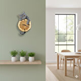 CajuArt Kütük Üzerinden Bakan Gri Kedi Tasarımlı Duvar Saati Modern Dekoratif Saat