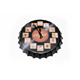 CajuArt Kahve Çeşitleri Metal Kapak Şeklinde Kabartma Duvar Saati