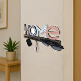 CajuArt Home Yazılı Dekoratif Desenli Aynalı Büyük Boy Duvar Askılık Anahtarlık