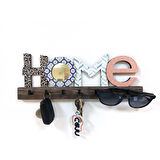 CajuArt Home Yazılı Dekoratif Desenli Aynalı Büyük Boy Duvar Askılık Anahtarlık