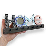 CajuArt Home Yazılı Dekoratif Desenli Aynalı Büyük Boy Duvar Askılık Anahtarlık