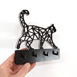 CajuArt Dekoratif Geometrik Kedi Desen Duvar Askısı Anahtarlık