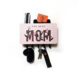 CajuArt The Best Mom Anne Çiçek Resimli Bölmeli Anahtarlık Askılık Duvar Dekoru