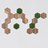 CajuArt 16 Parça Geometrik Çim Detaylı Modern Dekoratif Duvar Dekoru Tablo