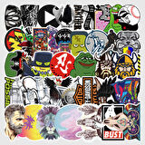 50 Adet Tekrarsız Karışık Stil Modern Pvc Sticker 016