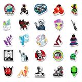 CajuArt 50 Adet Tekrarsız Karışık Retro Kalite PVC Sticker 011