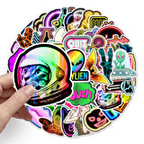 50 Adet Tekrarsız Neon Tarz Kalite Pvc Sticker Süs 010