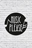 Dekoratif Music Please Yazılı Müzik Temalı Ahşap Tablo