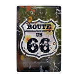 Route Us 66 Temalı 20x30 Cm Metal Plaka Metal Tablo