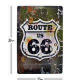 Route Us 66 Temalı 20x30 Cm Metal Plaka Metal Tablo
