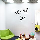 CajuArt Ahşap Geometrik Kesim Modern Üçlü Kuş Duvar Tablosu Dekor