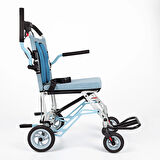 Comfort Plus Transfer Tekerlekli Sandalye Mavi | Katlanabilir Alüminyum Gövde, Refakatçili Kullanım, Ergonomik File Döşeme DY01409LJ