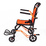 Comfort Plus Transfer Tekerlekli Sandalye Turuncu | Katlanabilir Yapı, Fileli Şilte, Refakatçili Kullanım DY01409LJ