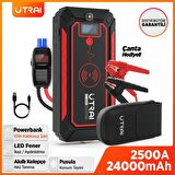 UTRAI Jstar 4 24000 mAh 2500A Jump Starter Taşınabilir Akü Takviye Cihazı ( Kablosuz Şarj + Pusula + Çanta + Led lamba + Powerbank )